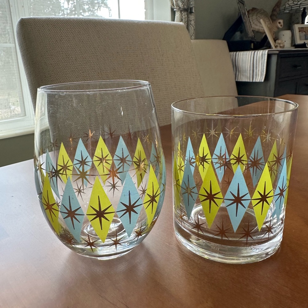Retro Geometric Glassware Set